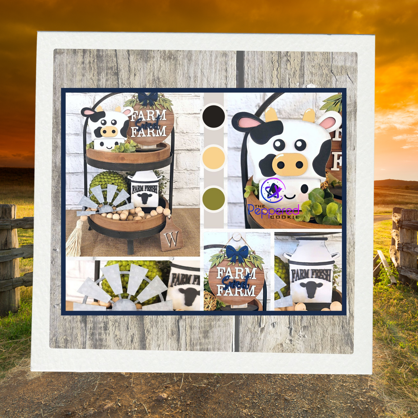 Tiered Tray Decor - Cow Set UNFINISHED