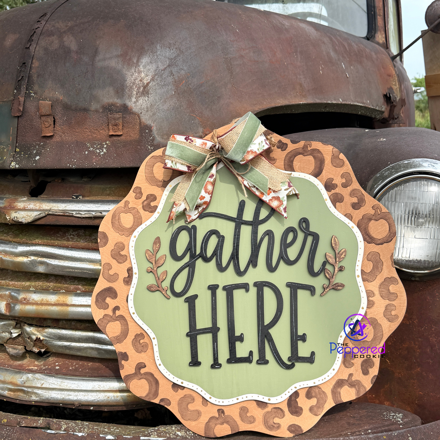 Door Hanger - Gather Here Leopard UNFINISHED