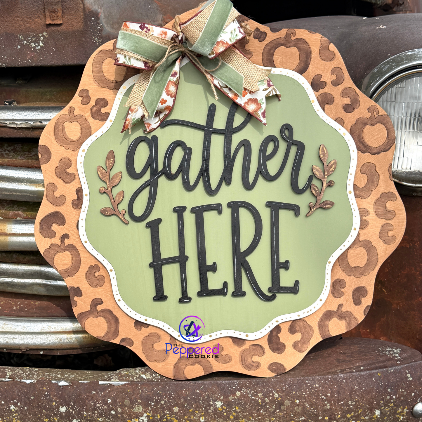 Door Hanger - Gather Here Leopard UNFINISHED