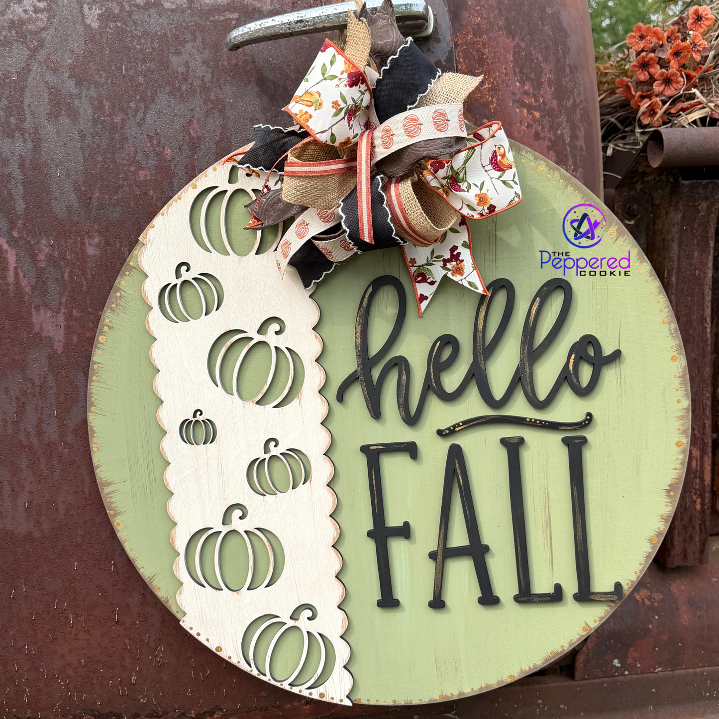 Door Hanger - Hello Fall Round UNFINISHED