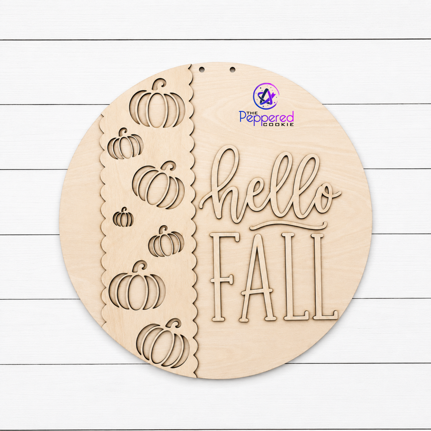 Door Hanger - Hello Fall Round UNFINISHED