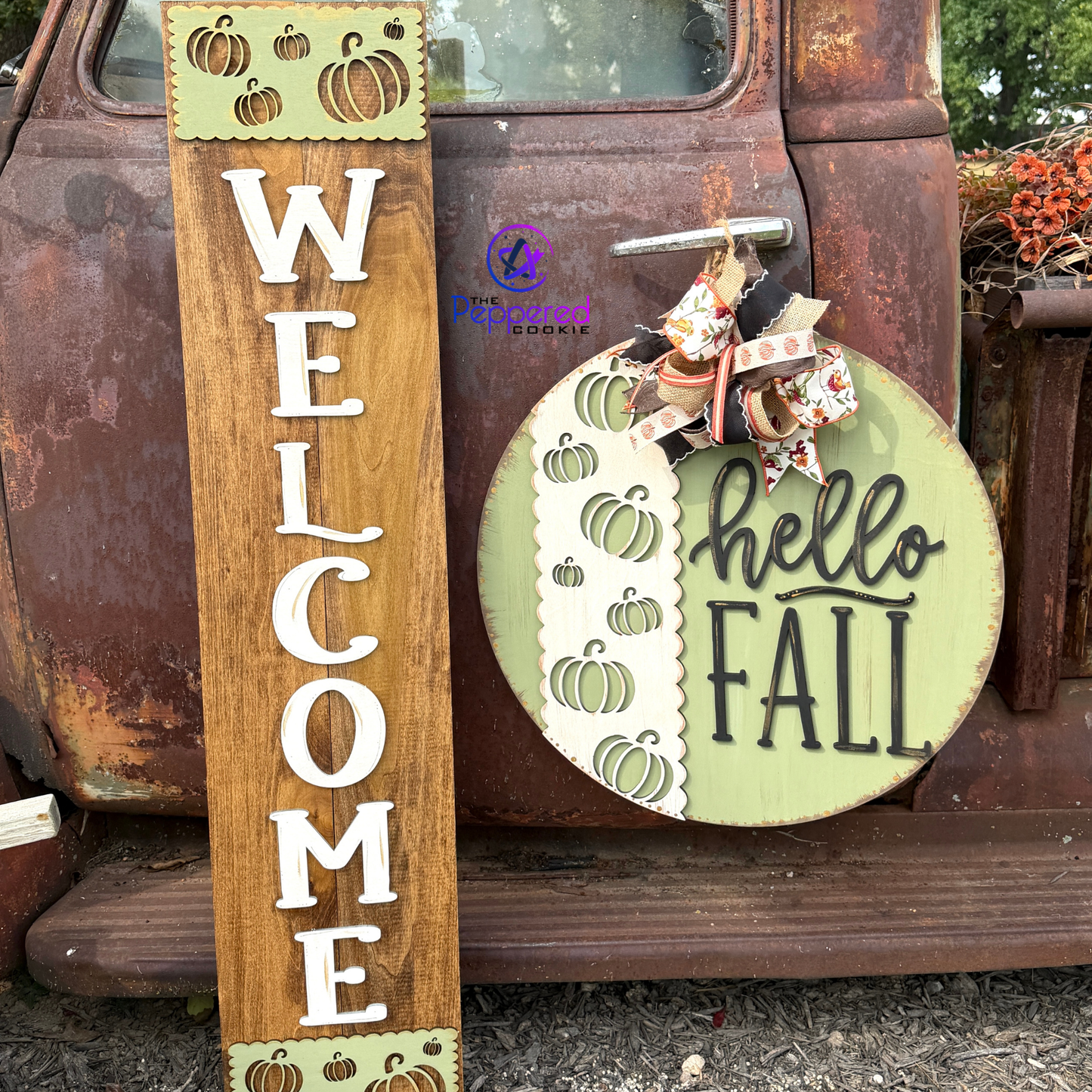 Door Hanger - Hello Fall Round UNFINISHED