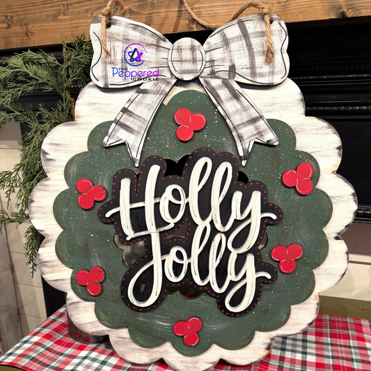 Door Hanger - Holly Jolly Wreath UNFINISHED