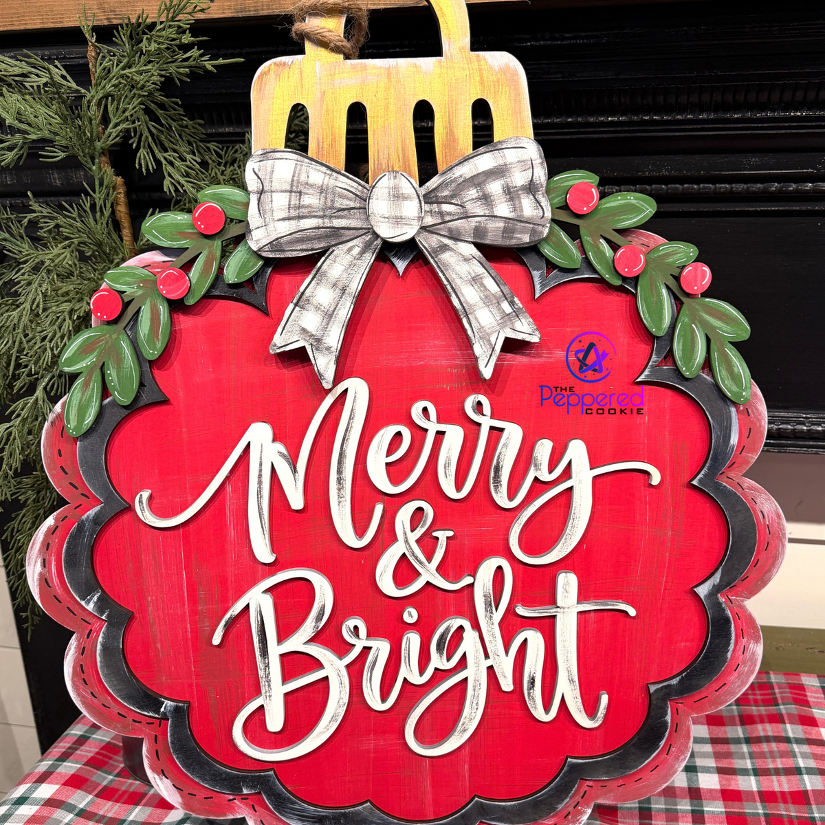 Door Hanger - Merry and Bright Ornament UNFINISHED