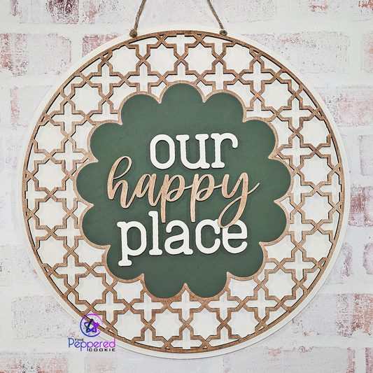Door Hanger - Our Happy Place UNFINISHED