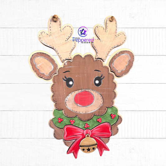 Door Hanger - Reindeer with Bell UNFINISHED