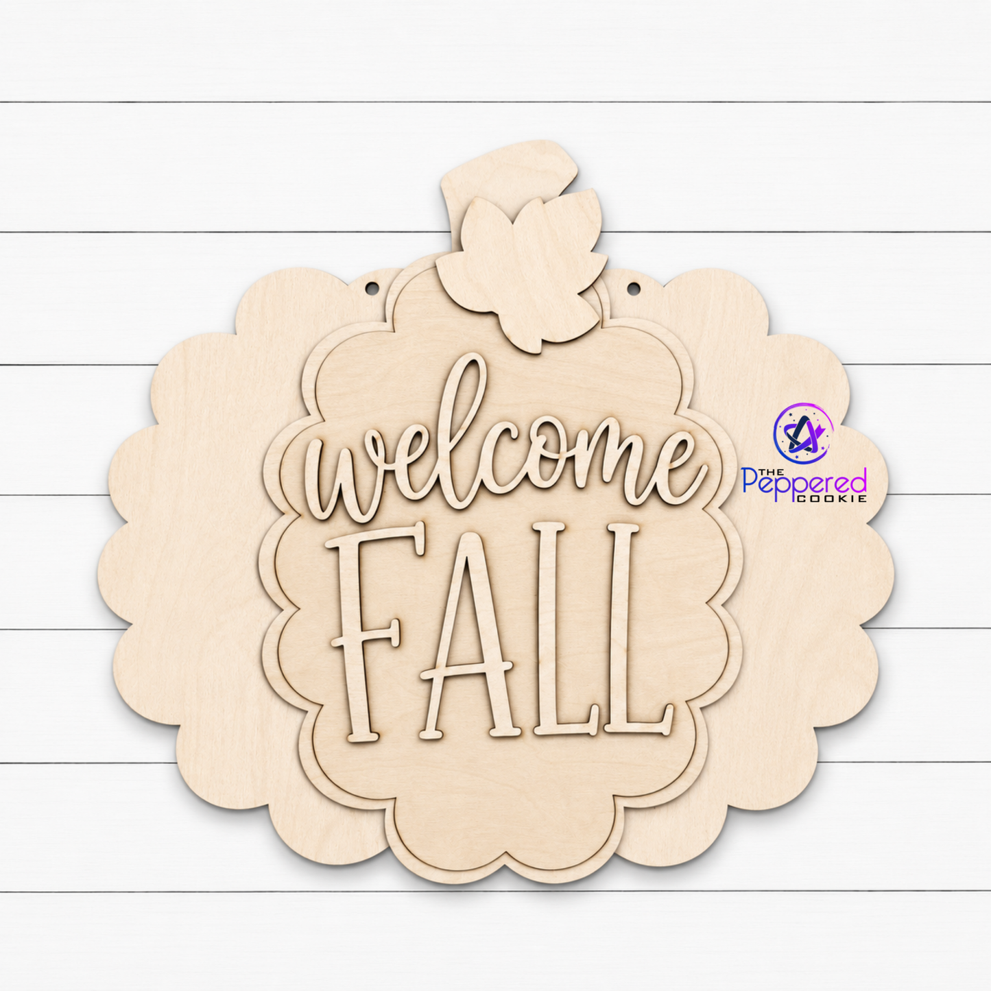 Door Hanger - Welcome Fall Scalloped Pumpkin UNFINISHED