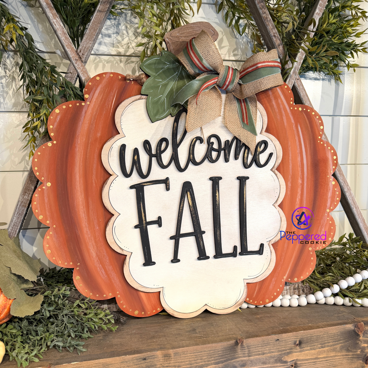 Door Hanger - Welcome Fall Scalloped Pumpkin UNFINISHED
