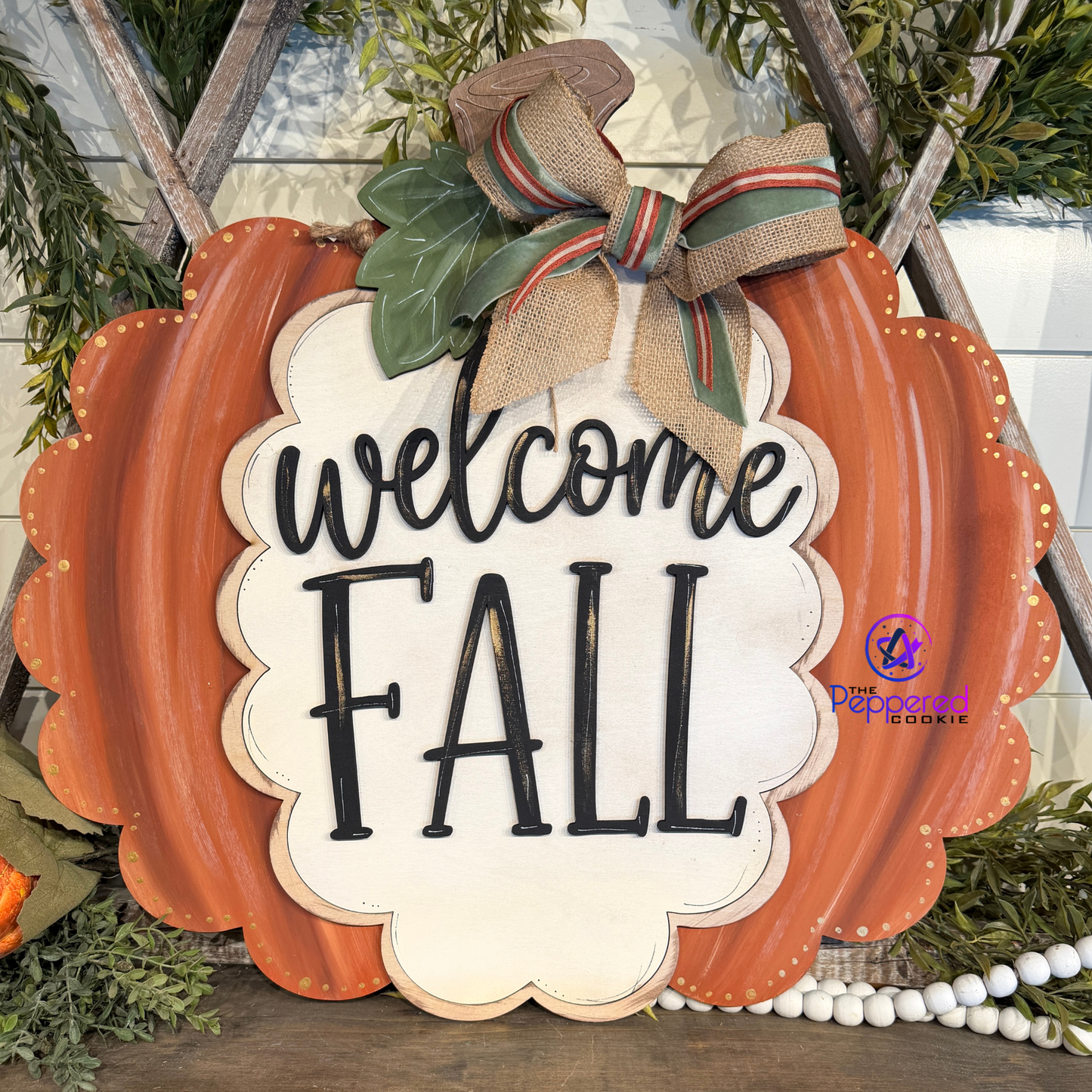Door Hanger - Welcome Fall Scalloped Pumpkin UNFINISHED