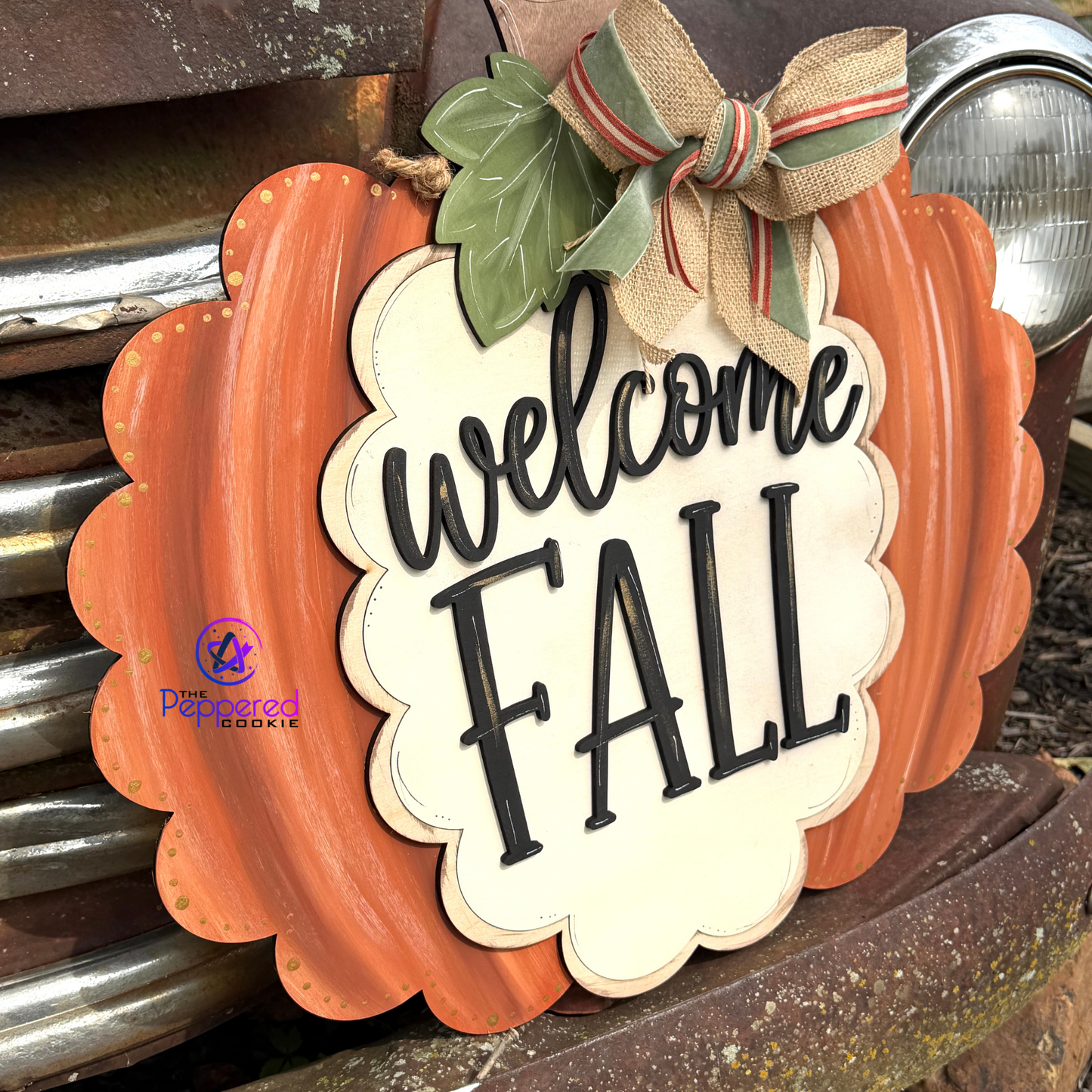 Door Hanger - Welcome Fall Scalloped Pumpkin UNFINISHED