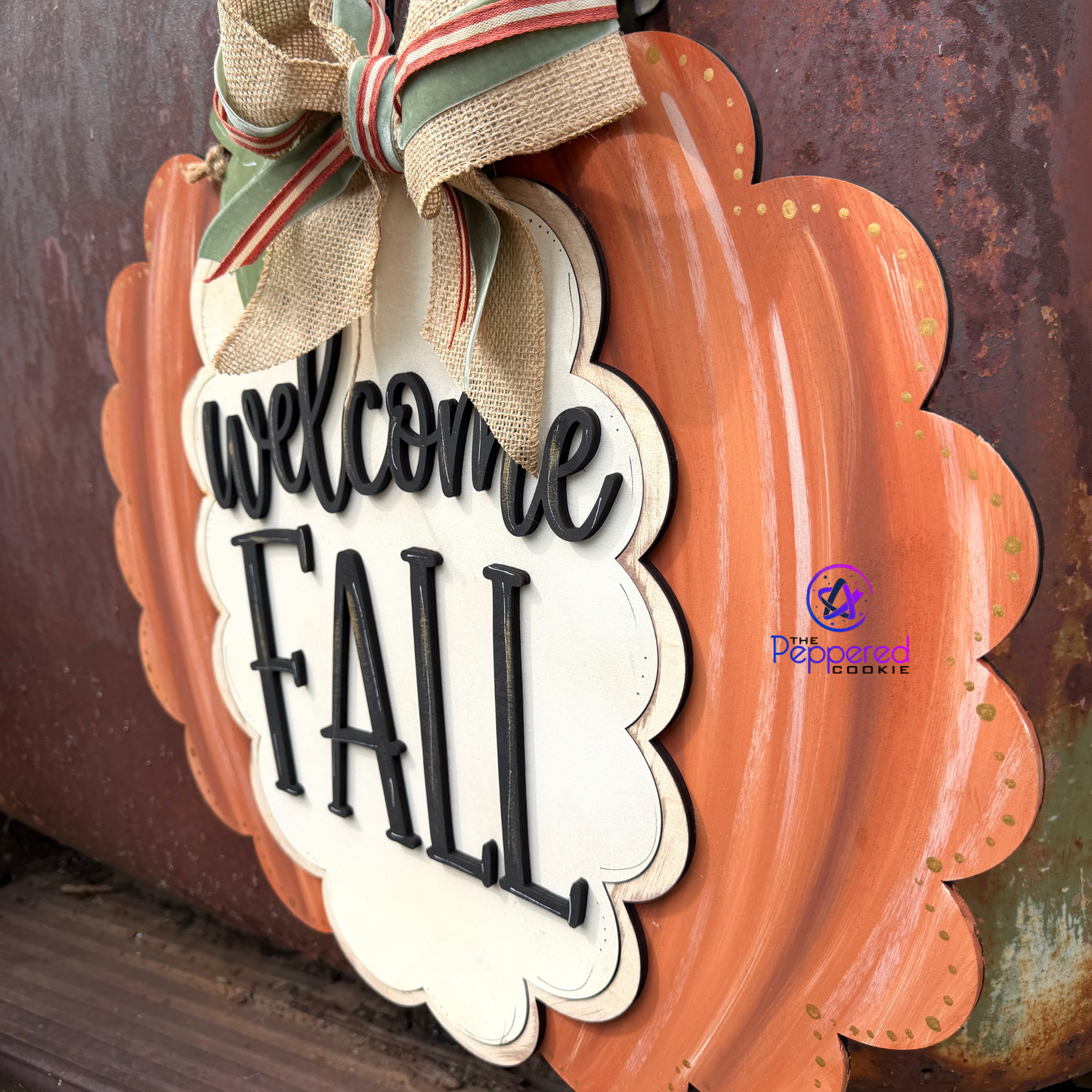 Door Hanger - Welcome Fall Scalloped Pumpkin UNFINISHED