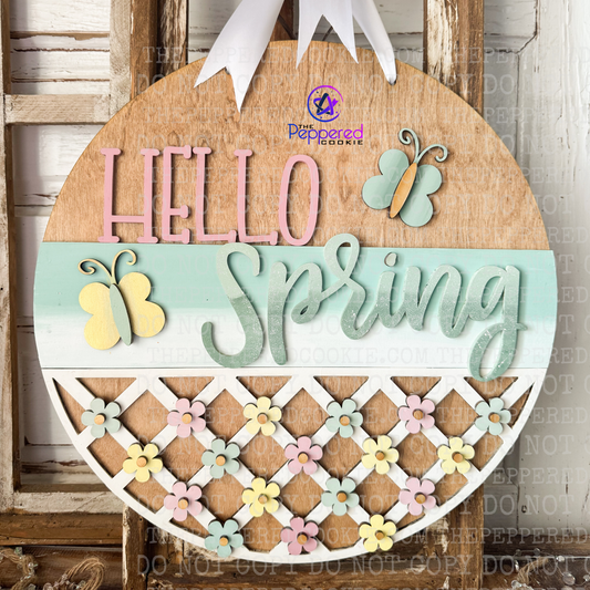 Door Hanger - Hello Spring Patterned UNFINISHED