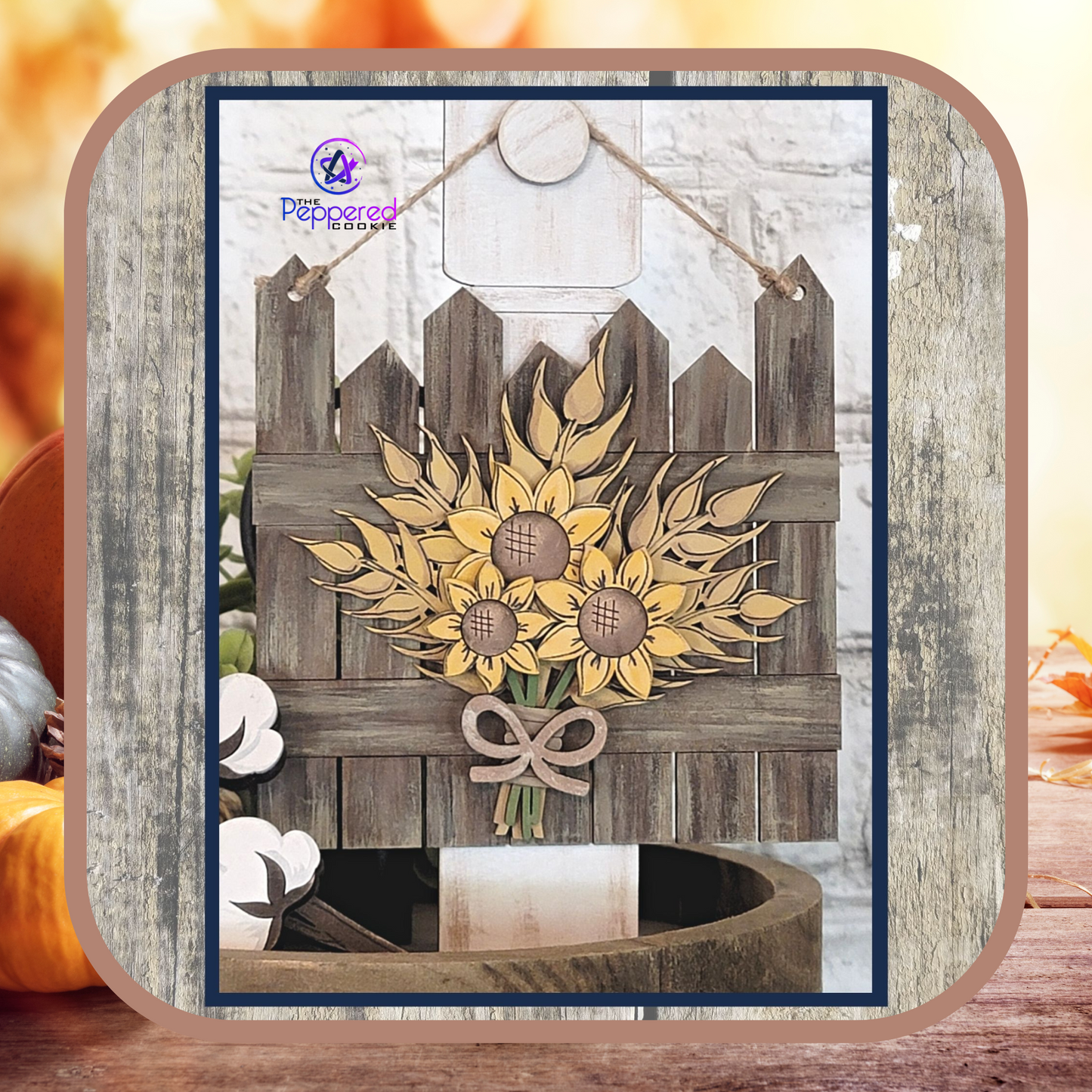 Tiered Tray Decor - Fall Floral Set UNFINISHED