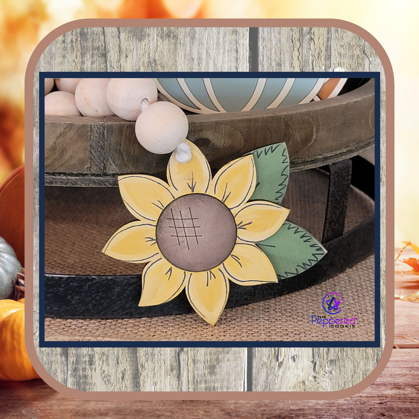 Tiered Tray Decor - Fall Floral Set UNFINISHED