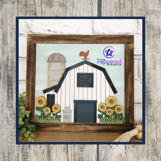 Home Decor - Farm Summer Scene Barn UNFINISHED