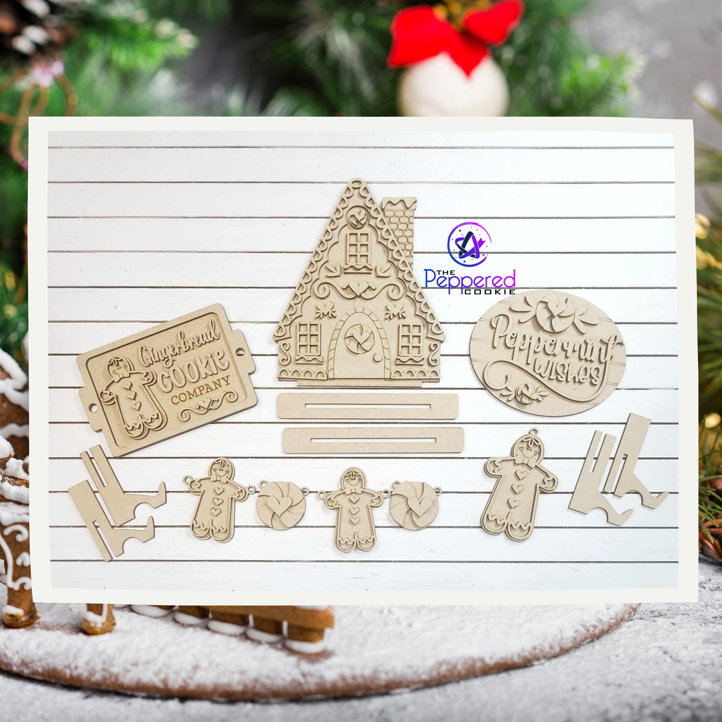 Tiered Tray Decor - Gingerbread Decor Set UNFINISHED