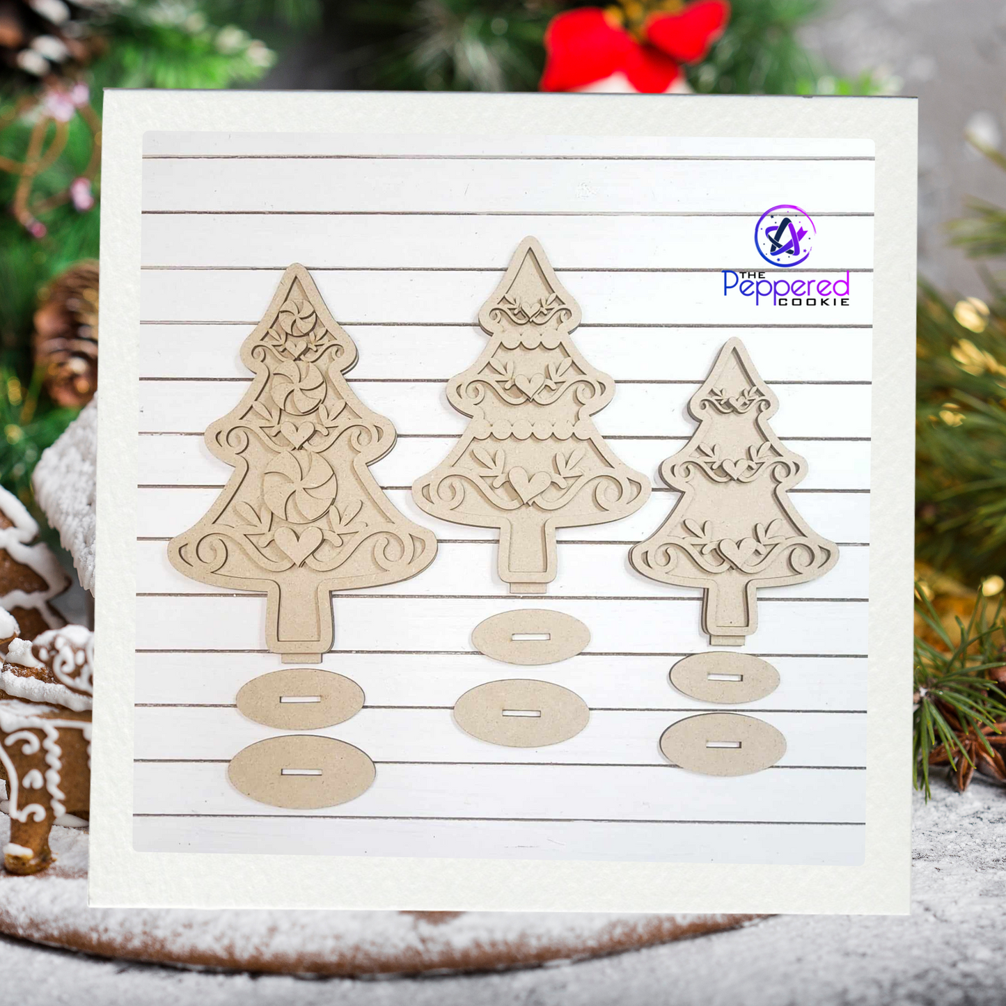 Home Decor - Standing Gingerbread Tree Set UNFINISHED