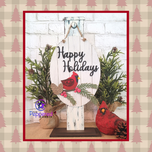 Home Decor - Happy Holidays Cardinal UNFINISHED