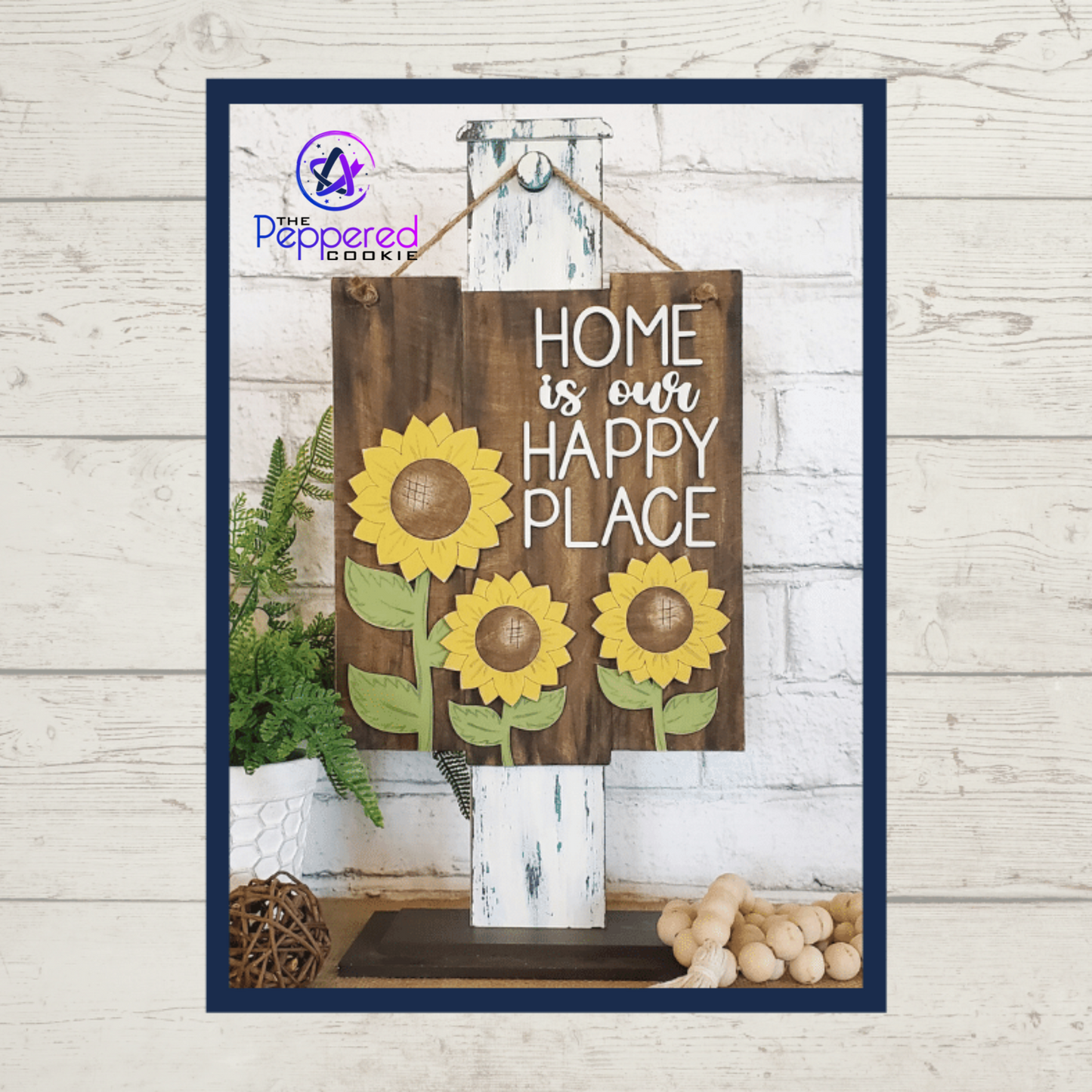 Home Decor - Happy Place Sunflower Sign UNFINISHED