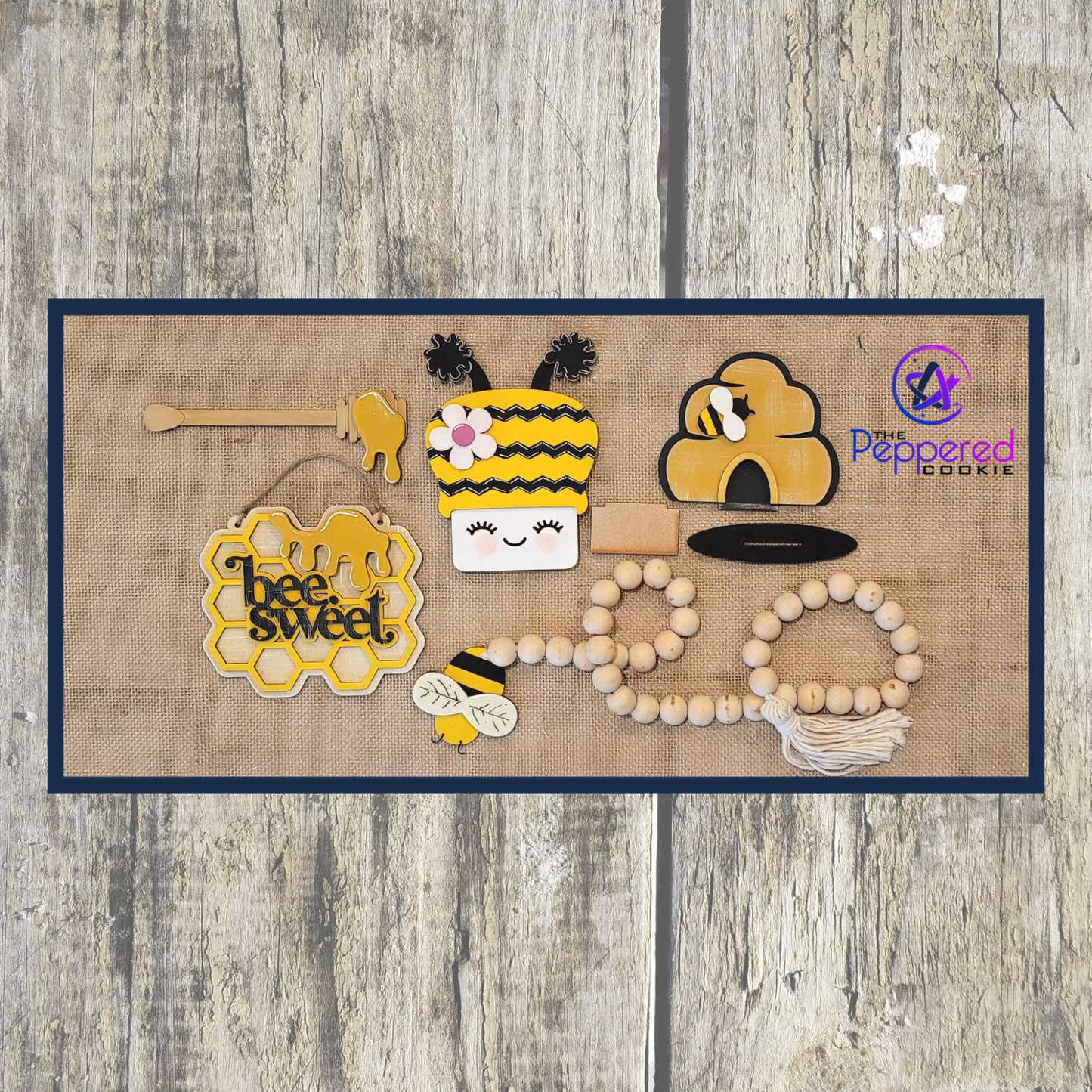 Tiered Tray Decor - Honey Bee Set UNFINISHED