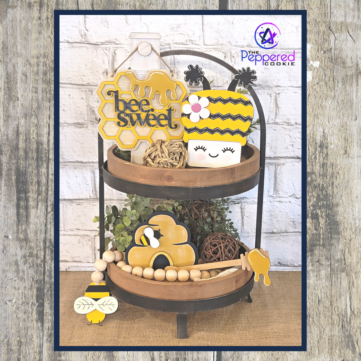 Tiered Tray Decor - Honey Bee Set UNFINISHED