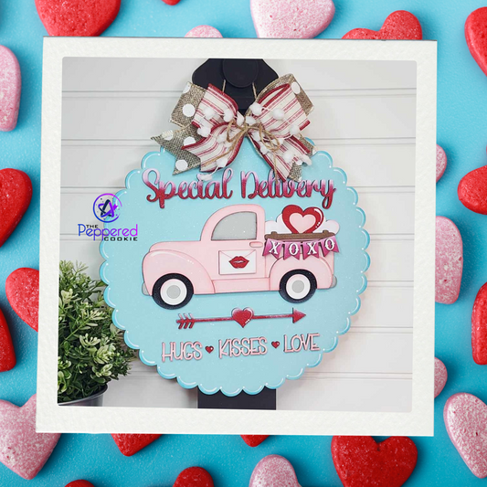 Door Hanger - Hugs and Kisses Special Delivery Truck UNFINISHED