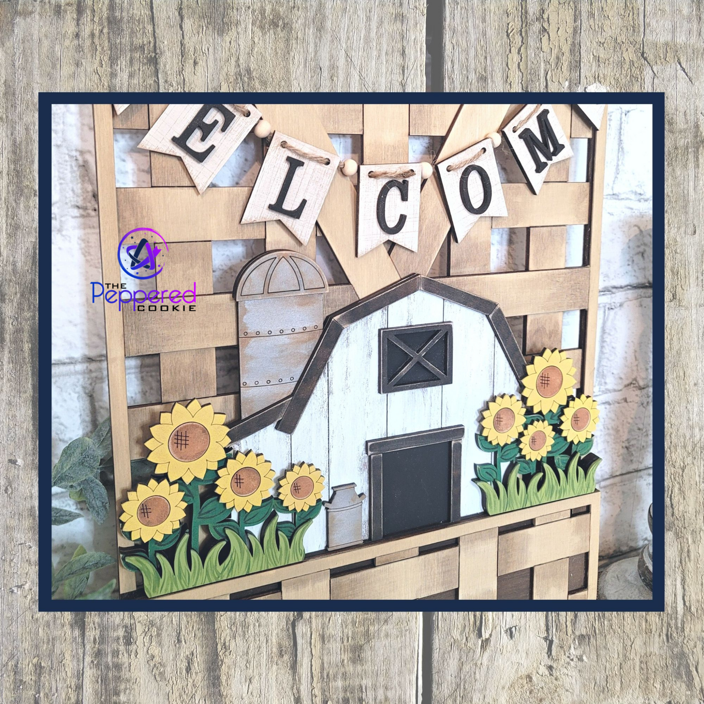 Shelf Sitter - Interchangeable Barn Sunflower Insert UNFINISHED