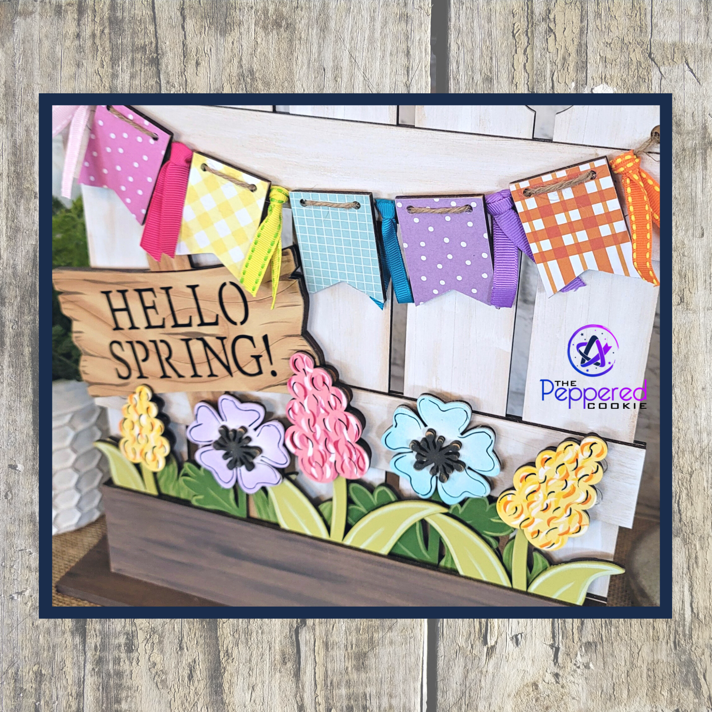 Shelf Sitter - Interchangeable Window Box Hello Spring Insert UNFINISHED