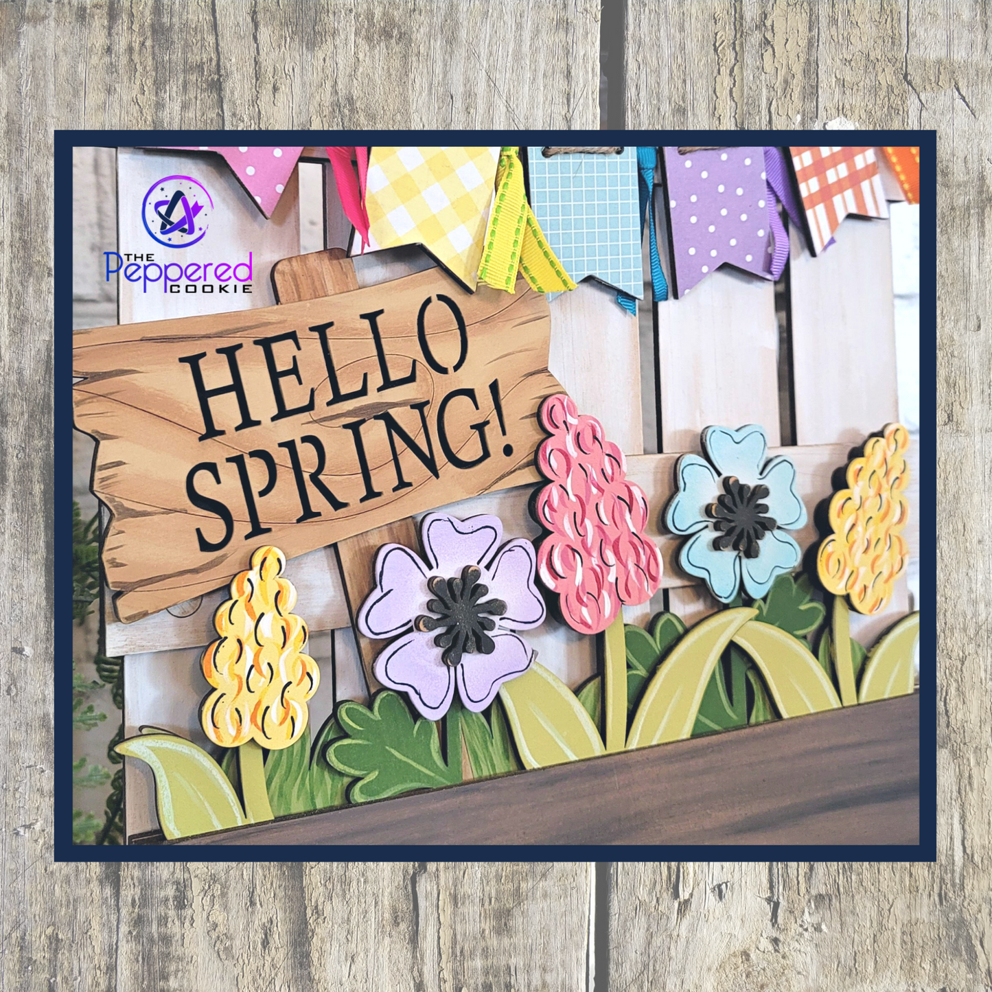 Shelf Sitter - Interchangeable Window Box Hello Spring Insert UNFINISHED