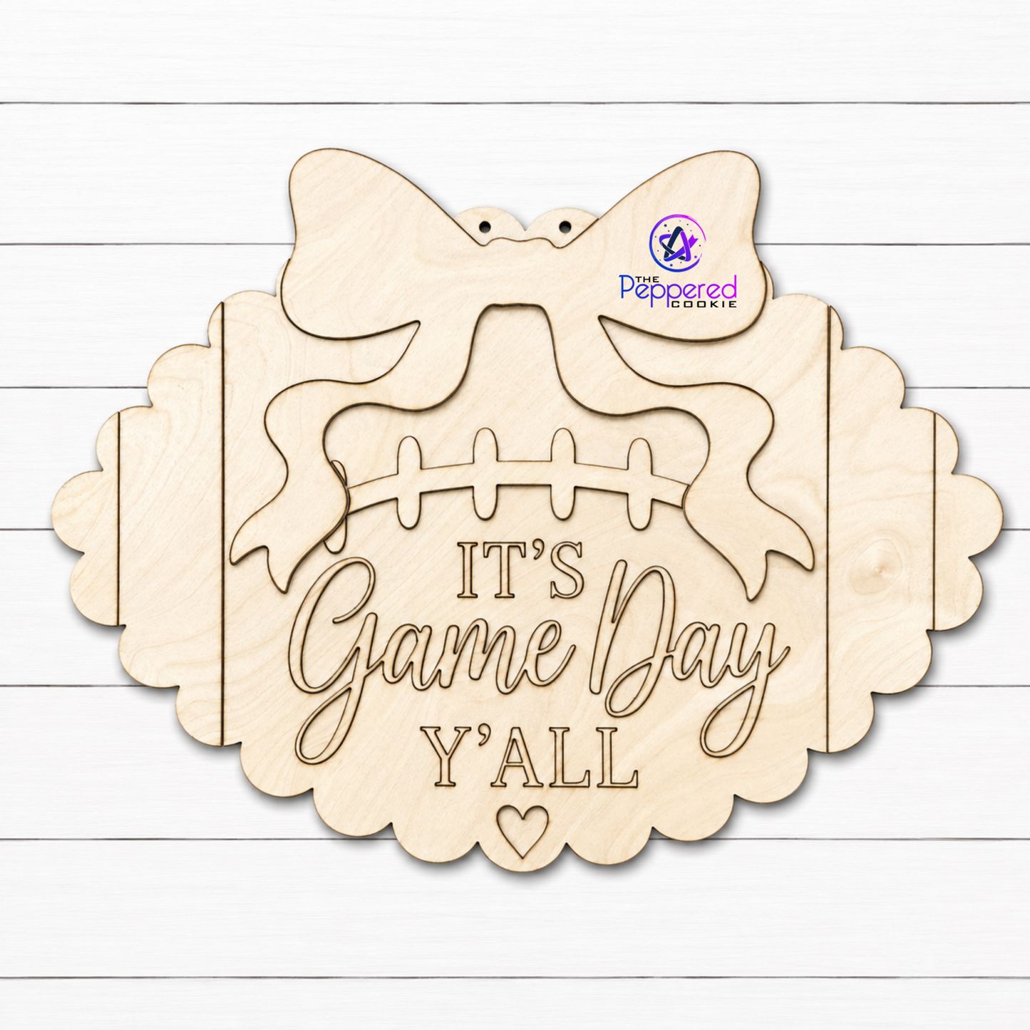 Door Hanger - It's Game Day Yall Scalloped Football UNFINISHED