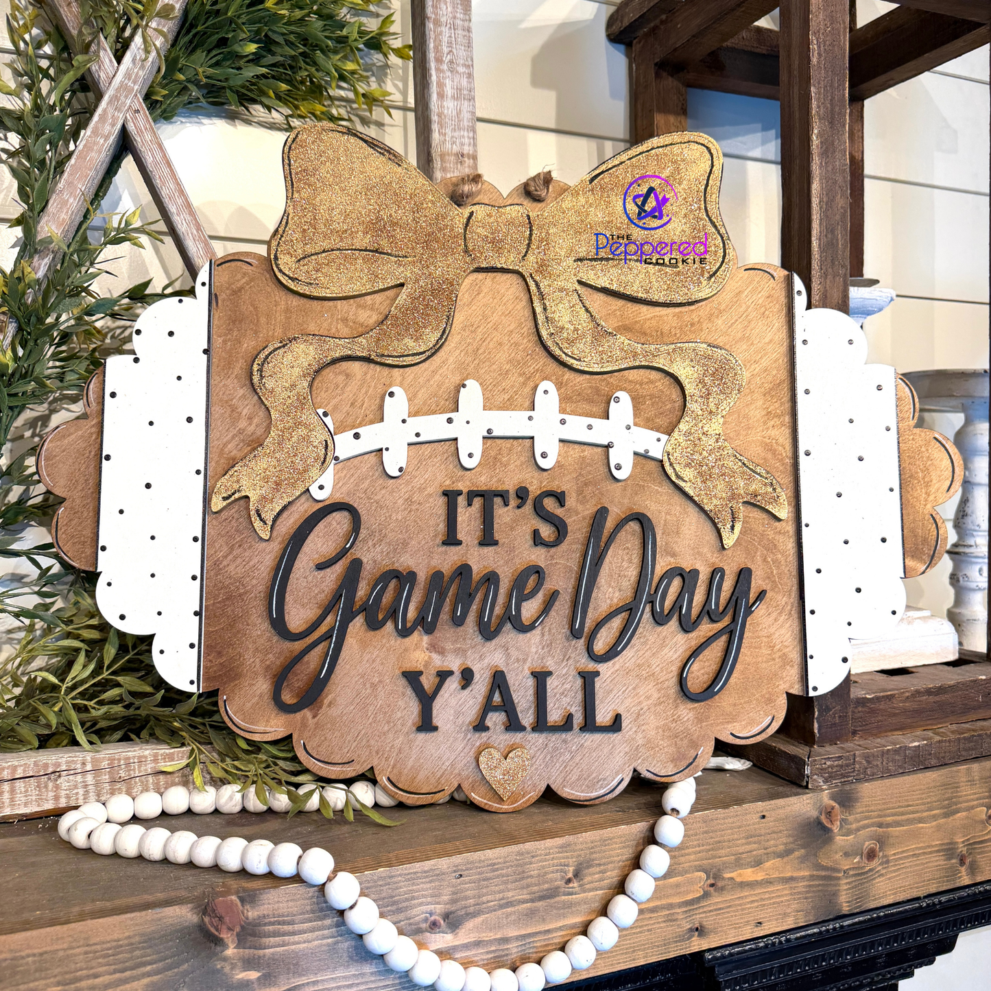 Door Hanger - It's Game Day Yall Scalloped Football UNFINISHED