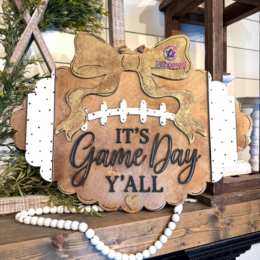 Door Hanger - It's Game Day Yall Scalloped Football UNFINISHED