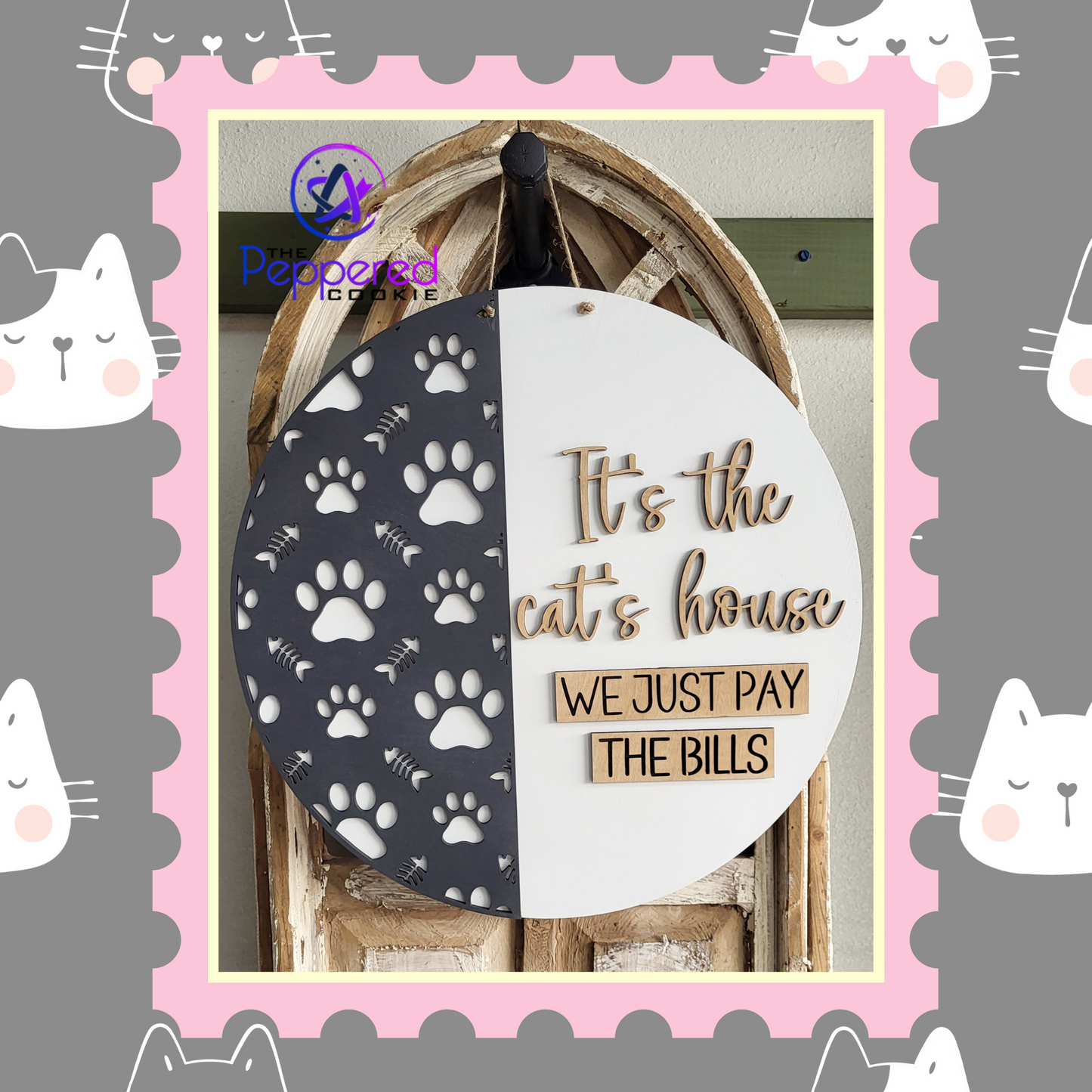 Door Hanger - It's the Cat's House UNFINISHED