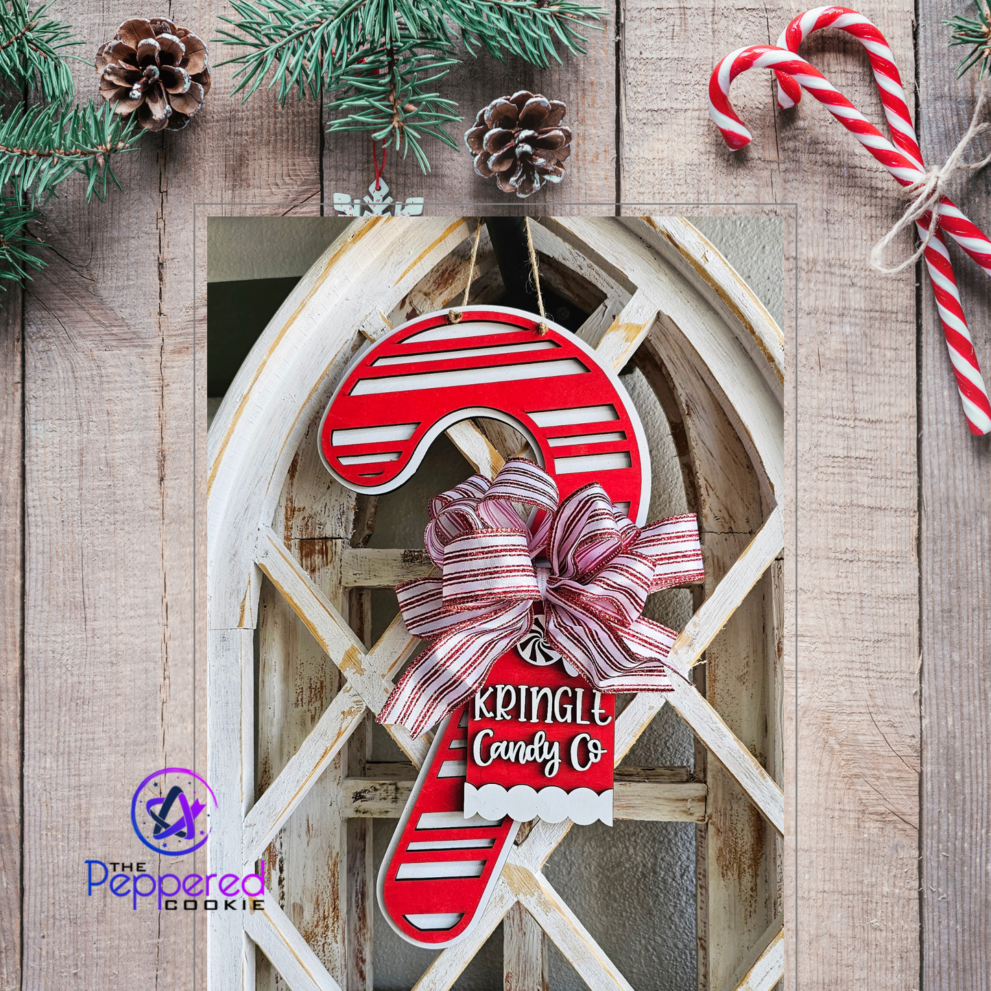 Door Hanger - Kringle Candy Co. Candy Cane UNFINISHED