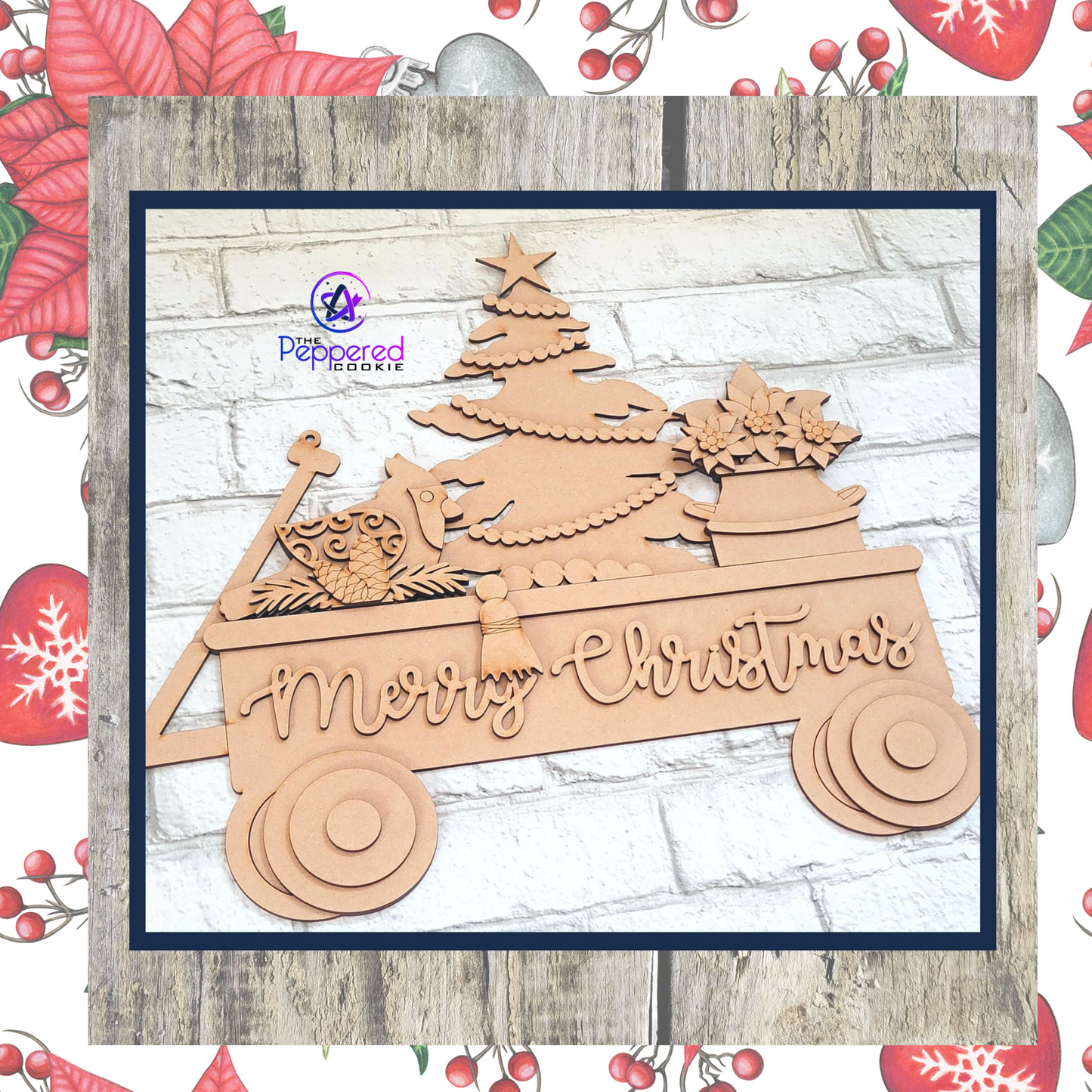 Door Hanger - Merry Christmas Rustic Wagon UNFINISHED