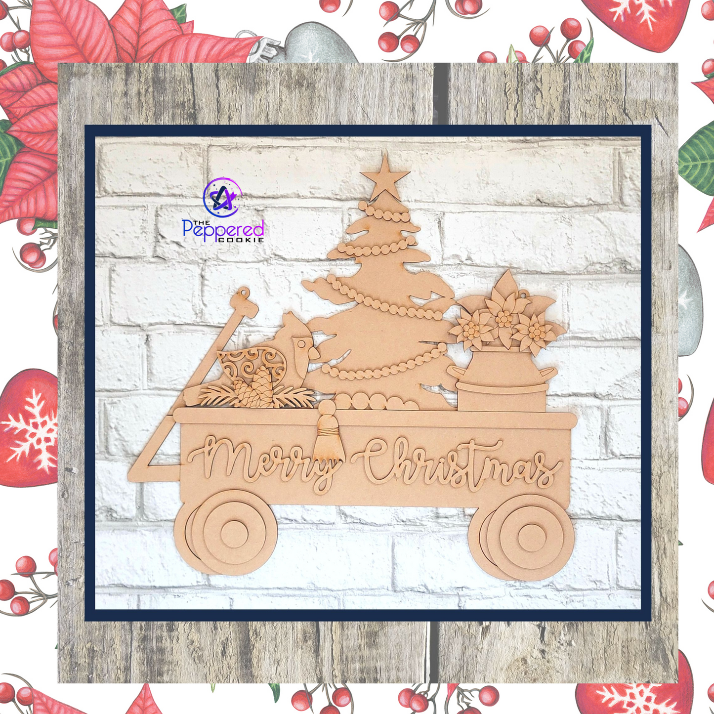 Door Hanger - Merry Christmas Rustic Wagon UNFINISHED