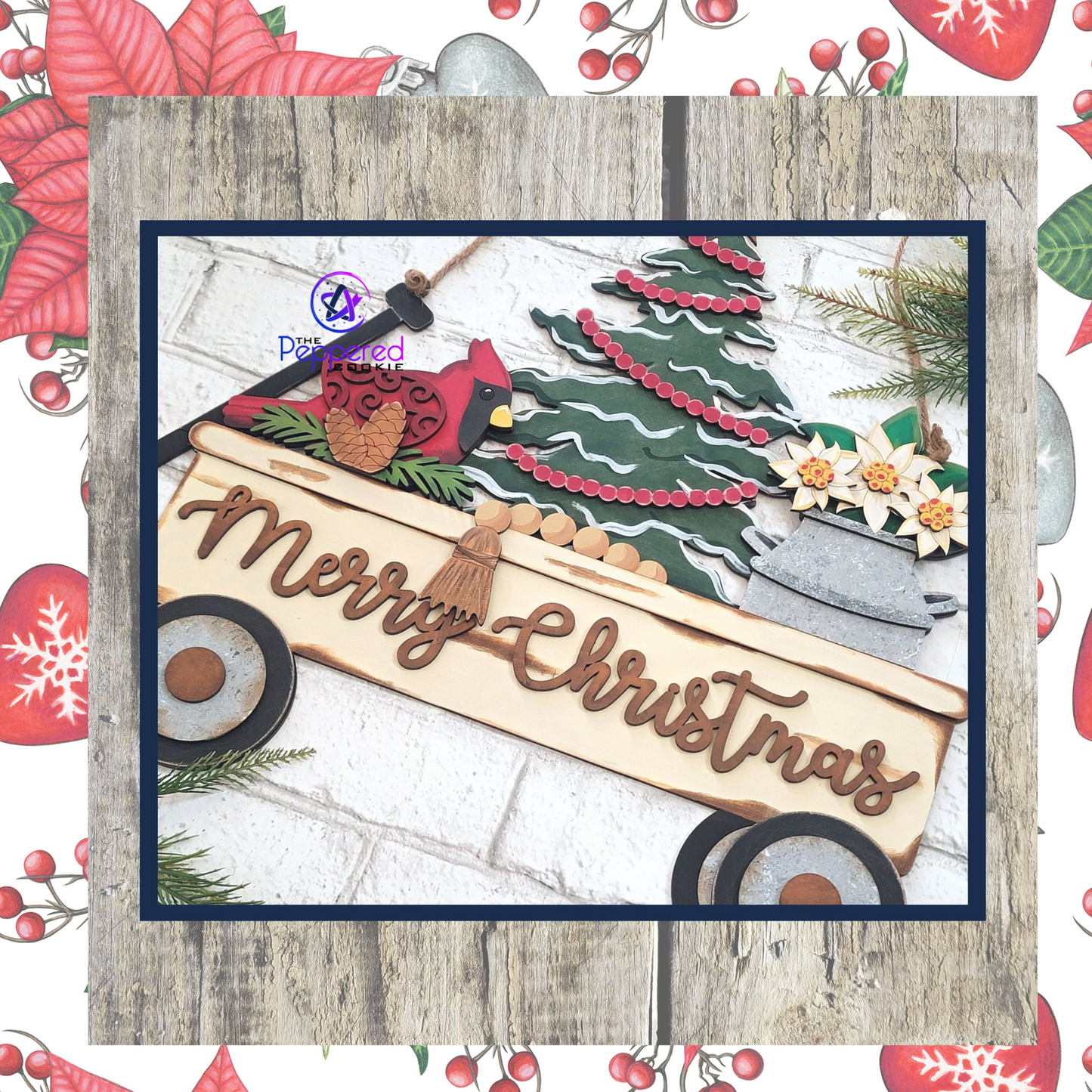 Door Hanger - Merry Christmas Rustic Wagon UNFINISHED