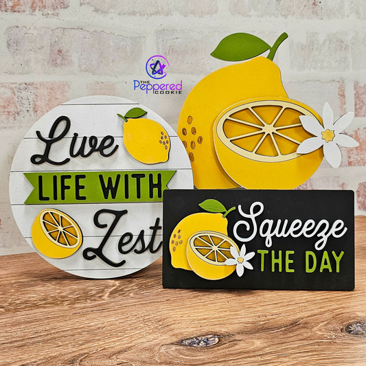 Shelf Sitter - Mini Lemon Sign Trio UNFINISHED