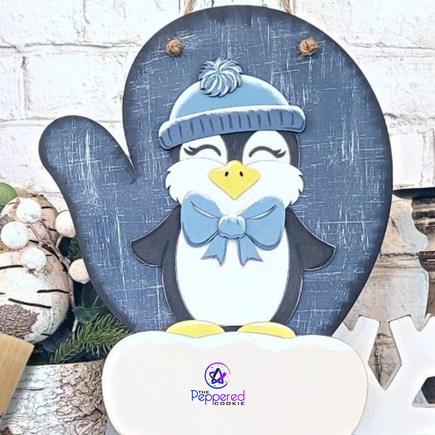 Home Decor - Mitten Penguin Sign UNFINISHED