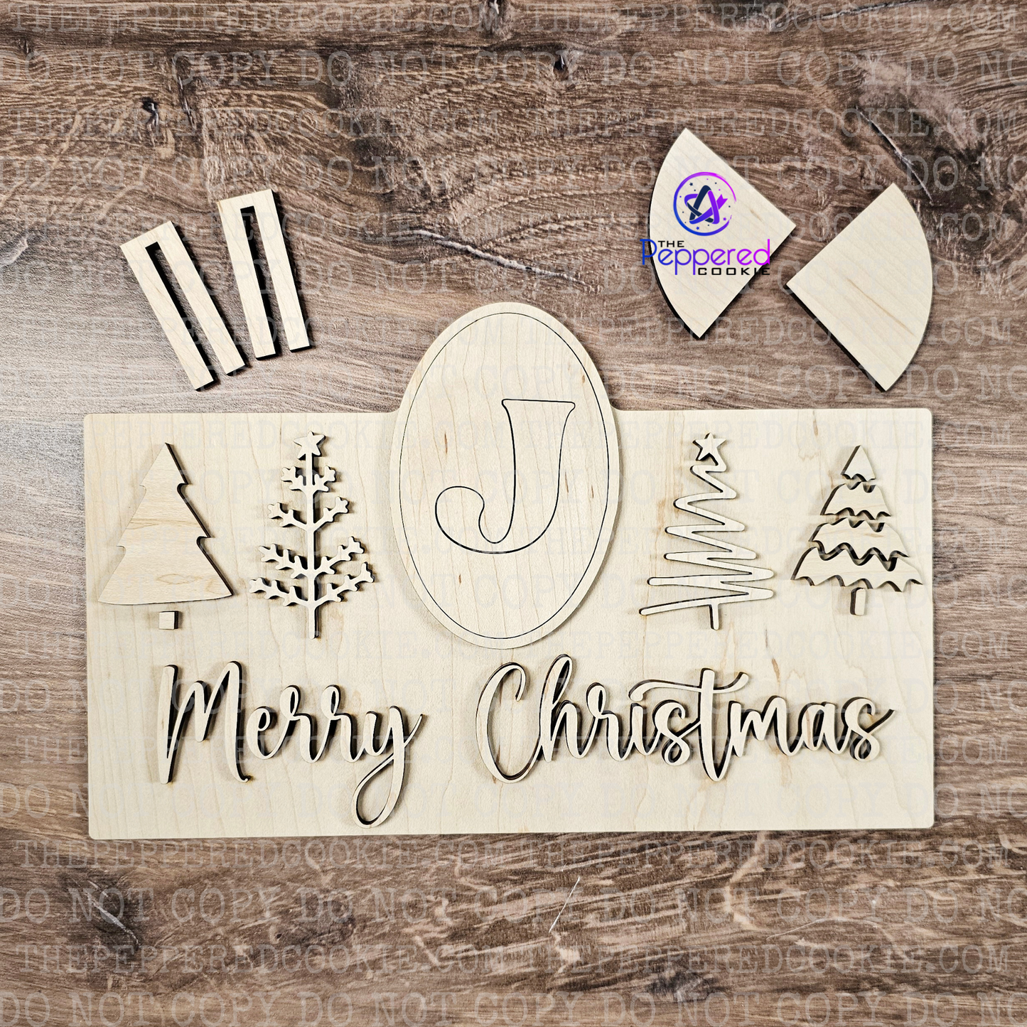 Home Decor - Monogram Christmas Tree Sign UNFINISHED