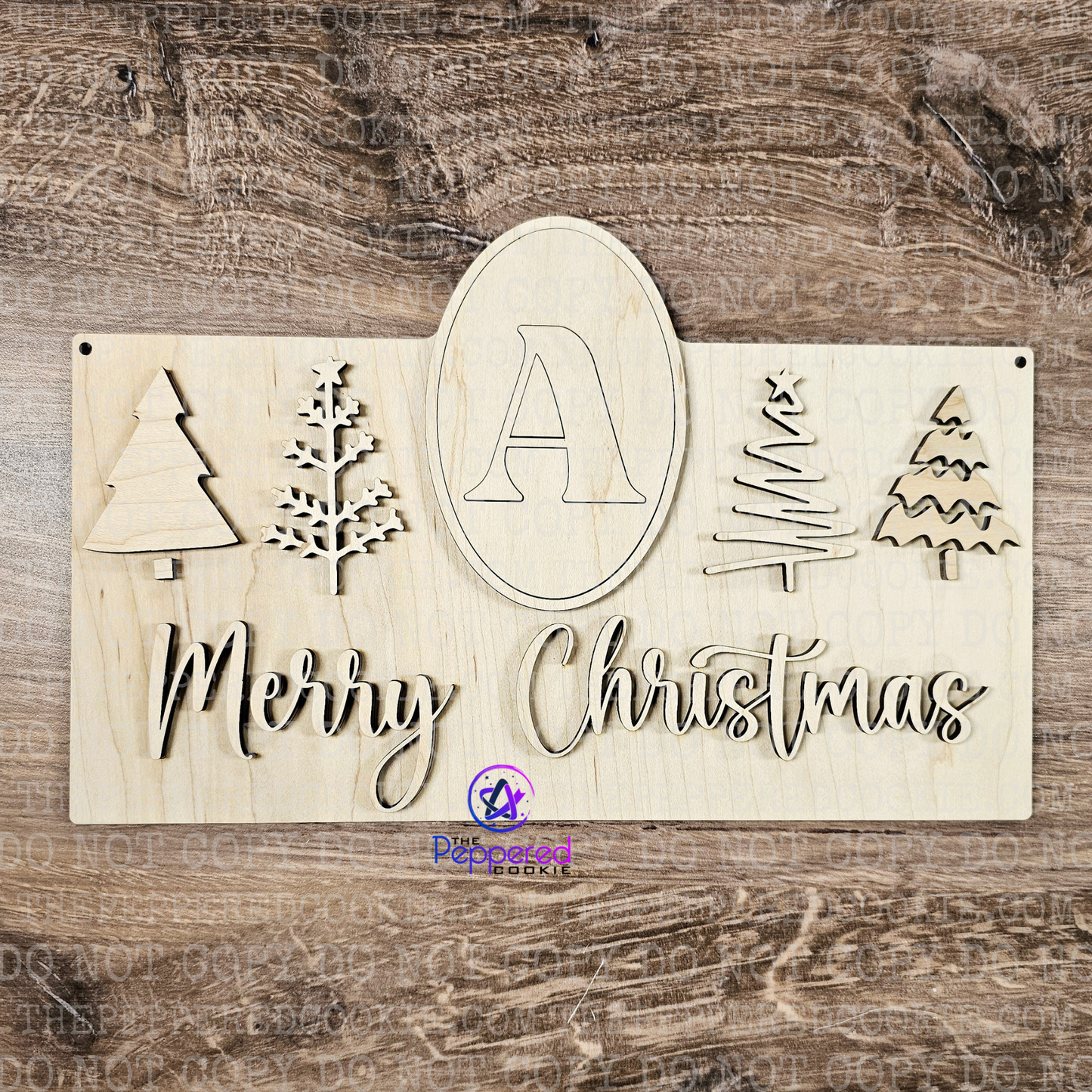 Home Decor - Monogram Christmas Tree Sign UNFINISHED