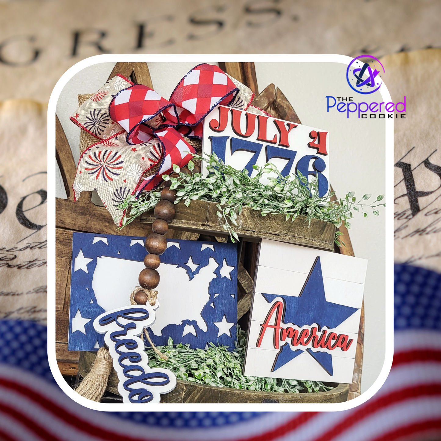 Tiered Tray Decor - Patriotic Set UNFINISHED