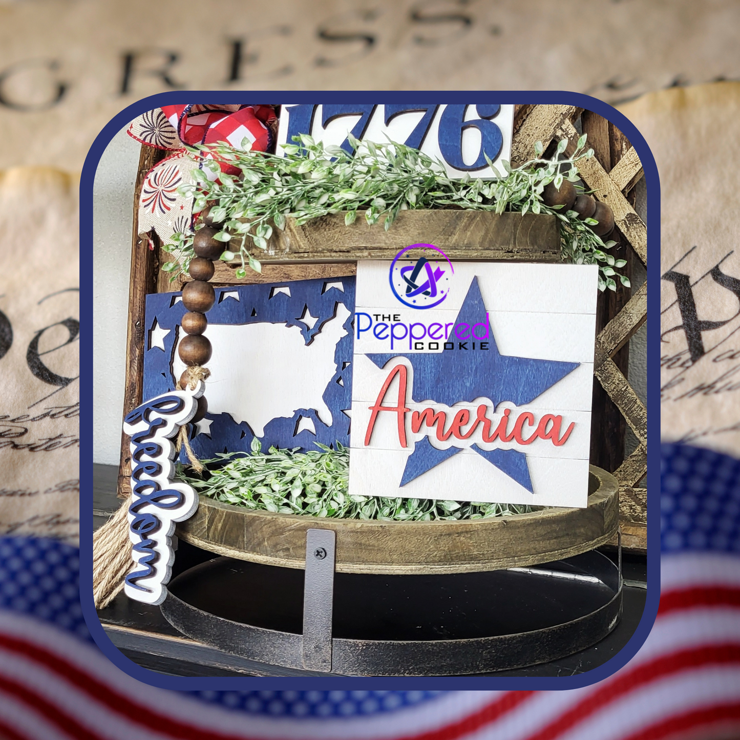 Tiered Tray Decor - Patriotic Set UNFINISHED