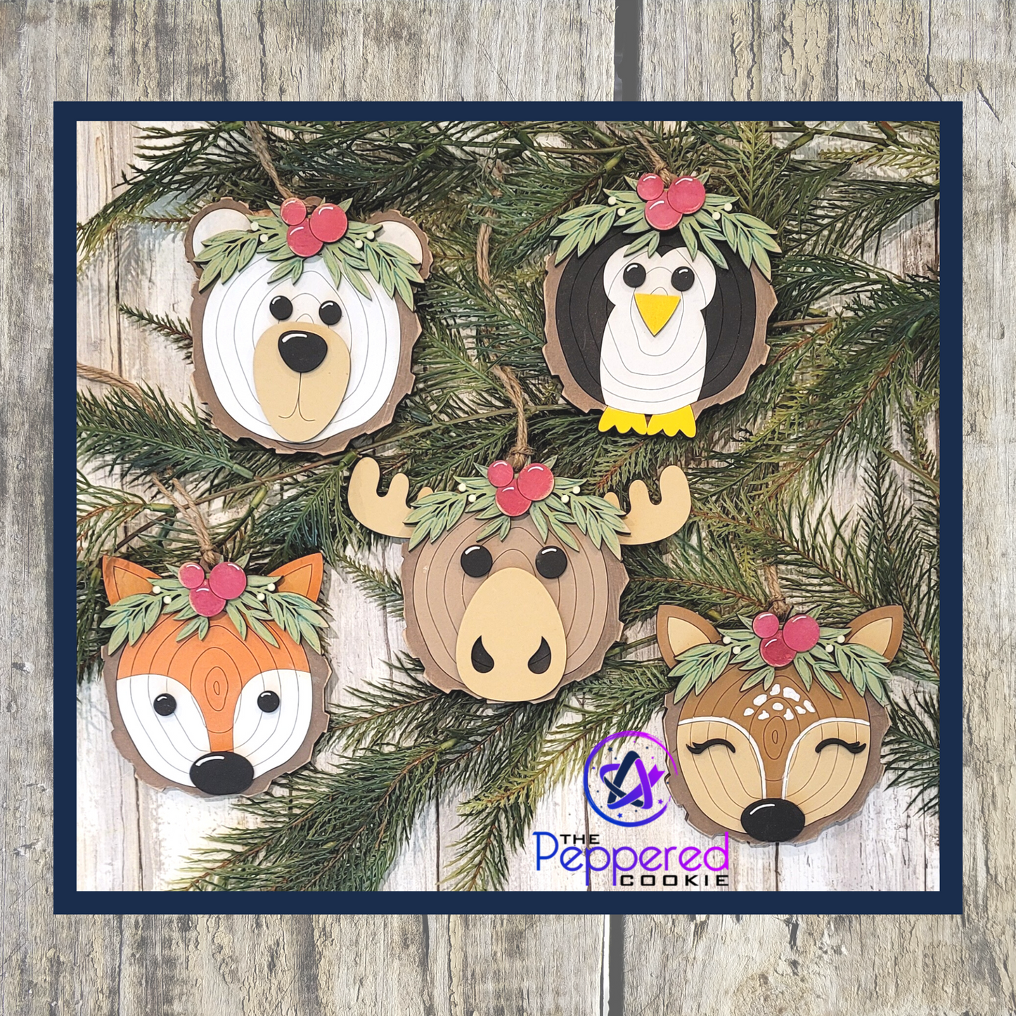 Christmas Ornament - Animal Wood Slice Ornament Set Unfinished