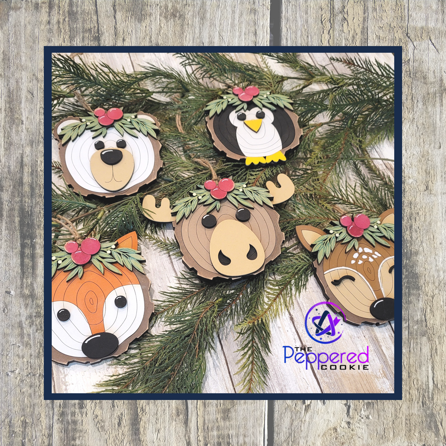 Christmas Ornament - Animal Wood Slice Ornament Set Unfinished