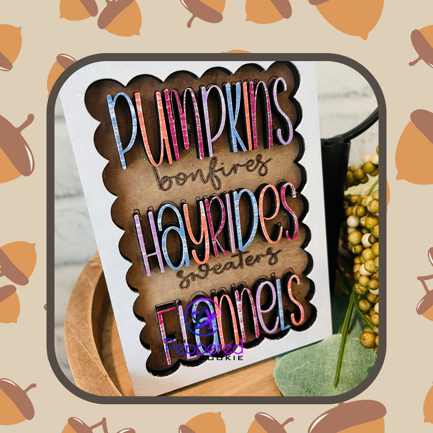 Tiered Tray Decor - Pumpkins Hayrides Flannels Set UNFINISHED