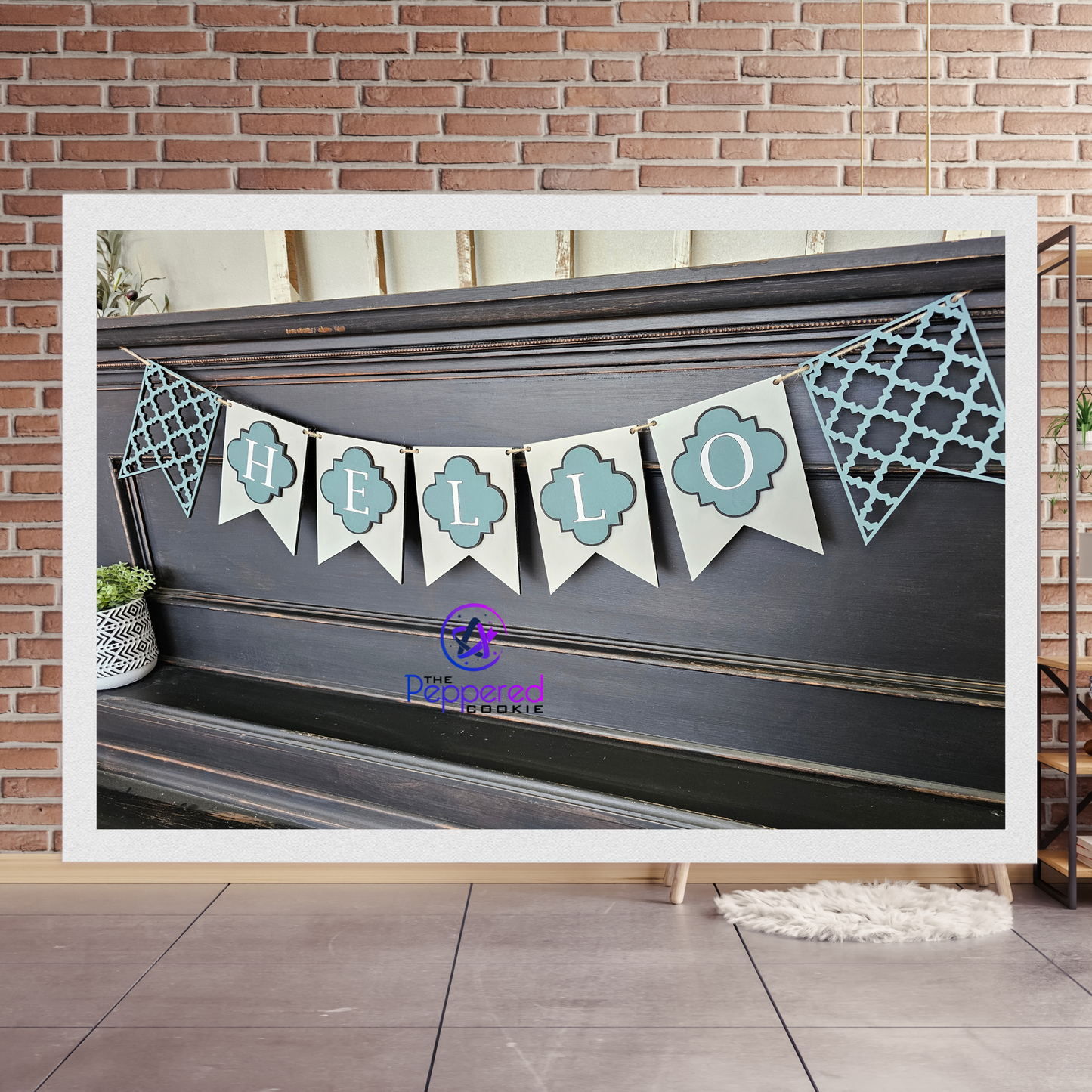 Home Decor - Quatrefoil Hello Banner UNFINISHED