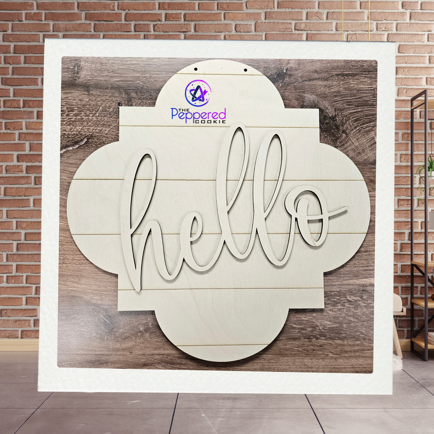 Door Hanger - Quatrefoil Hello UNFINISHED