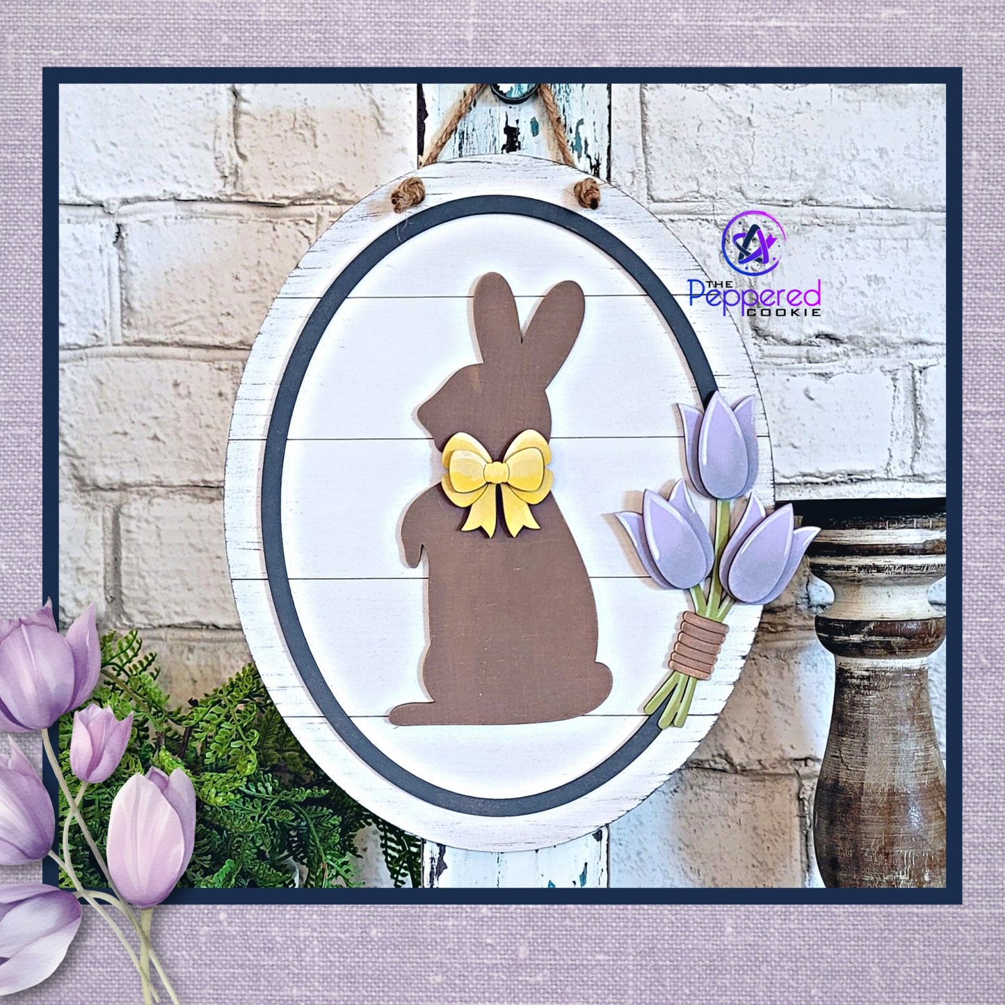 Home Decor - Rabbit and Tulip Sign UNFINISHED