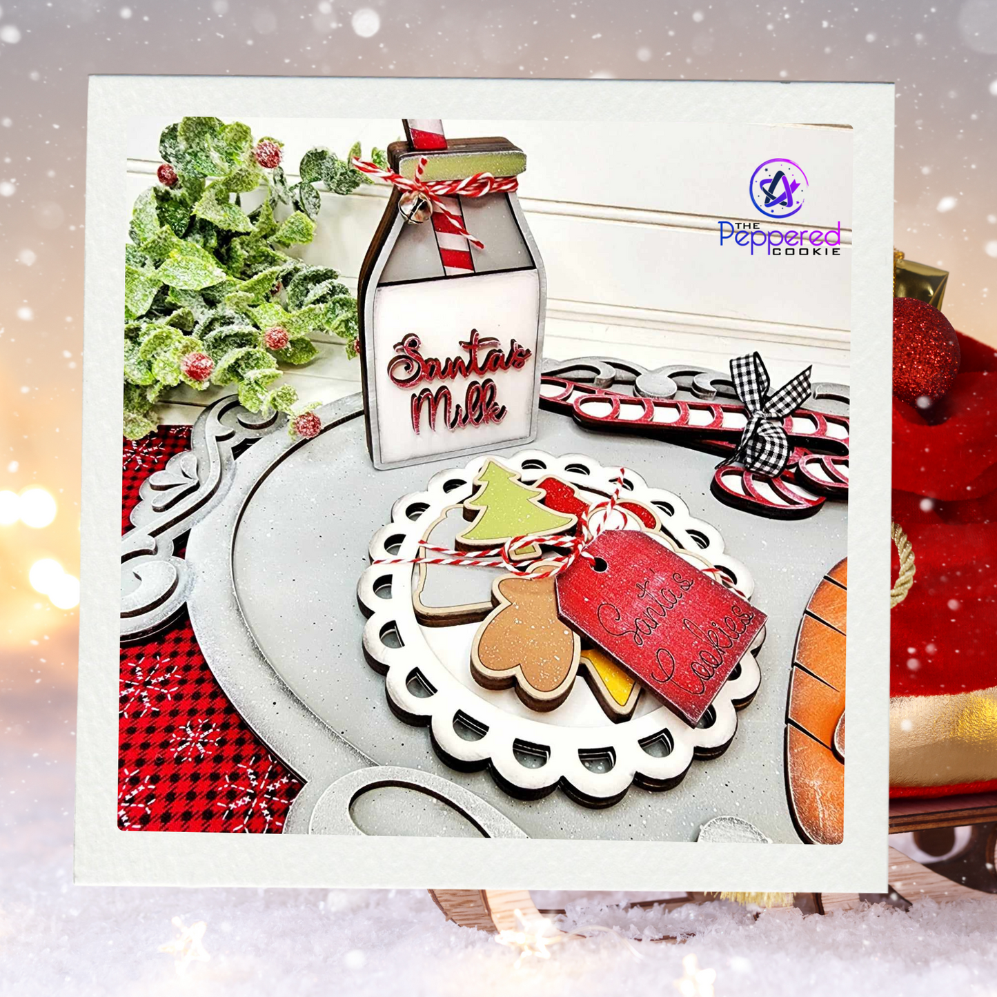 Tiered Tray Decor - Santa Milk and Cookie Set UNFINISHED